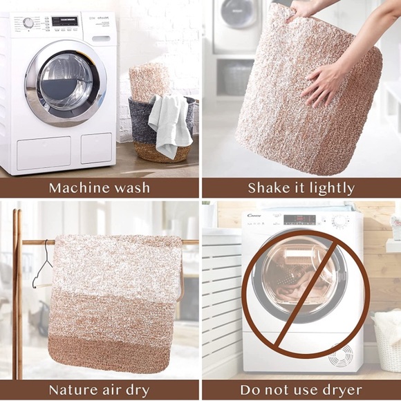 Luxury Home | Oversized Brown & Ivory Ombre Microfiber Shag Bathroom Rug - Picture 8 of 9